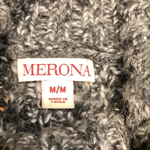 Merona Wool Blend Marbled Gray Cowl Tunic Sweater - Picture 3 of 8